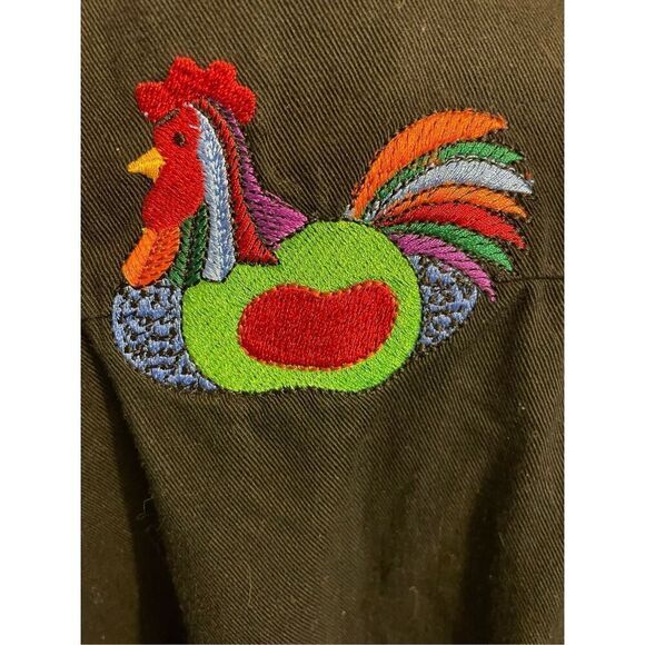 Quacker Factory Vintage 90’s Black Long Sleeve Button Down Shirt Embroidered Roo - Picture 13 of 16